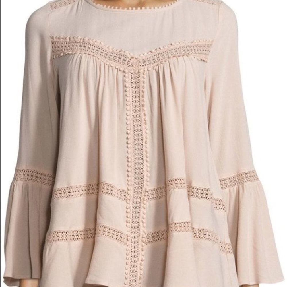 🦄 Cirana pink blush boho peasant blouse size L